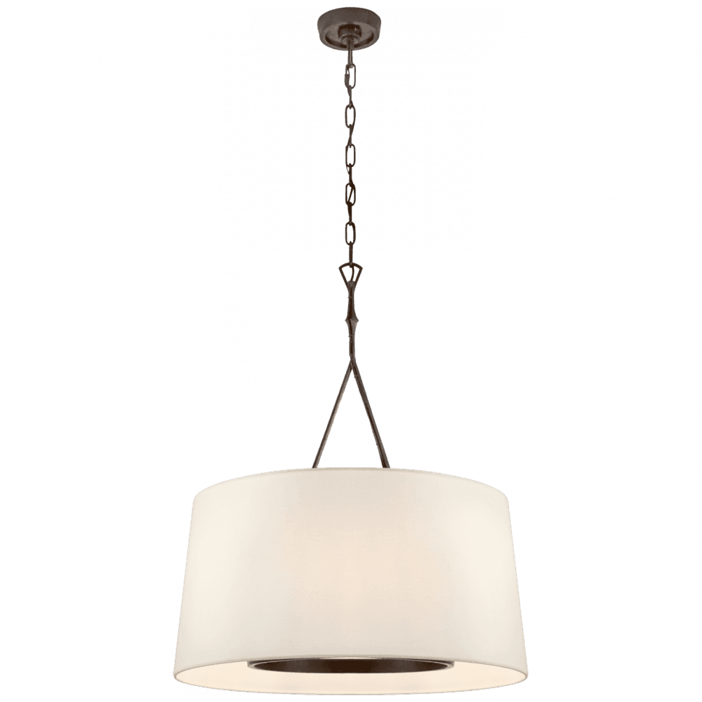 Visual Comfort Signature Dauphine Drum Shade Pendant Aged Iron