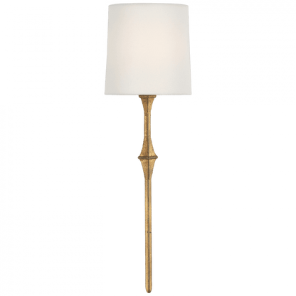 Visual Comfort & Co. Signature Collection Dauphine Sconce, 1-Light, Gilded Iron, Linen Shield Shade, 19"H (S 2401GI-L D32FW)