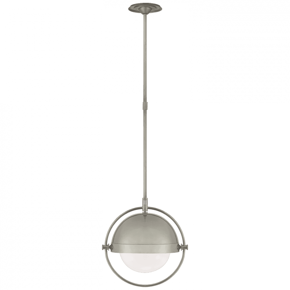 Visual Comfort & Co. Signature Collection Decca Pendant, 1-Light, Orbital, Antique Nickel, White Glass, 15.75"W (TOB 5746AN-WG CTYGY)