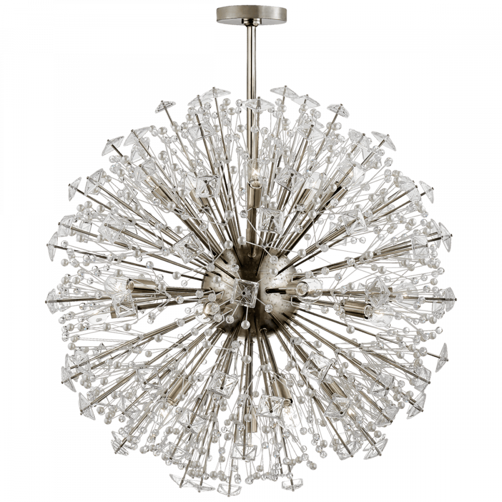 Visual Comfort & Co. Signature Collection Dickinson Chandelier, 21-Light, Polished Nickel, 32"W (KS 5006PN-CG CLZ1C)