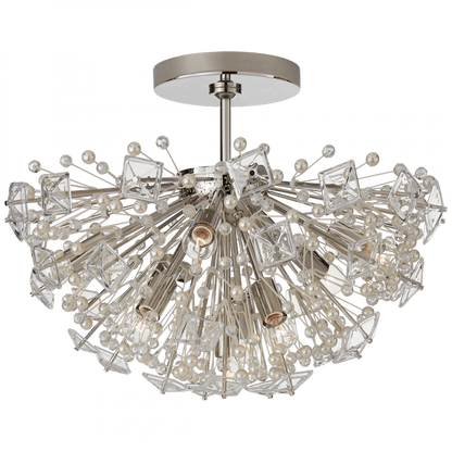 Visual Comfort & Co. Signature Collection Dickinson Semi-Flush, 9-Light, Polished Nickel, 22.25"W (KS 4005PN-CG CLY2N)