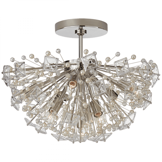 Visual Comfort & Co. Signature Collection Dickinson Semi-Flush, 9-Light, Polished Nickel, 22.25"W (KS 4005PN-CG CLY2N)