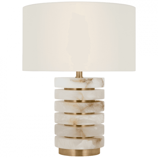 Visual Comfort Signature Diski Medium Table Lamp Alabaster and Hand-Rubbed Antique Brass