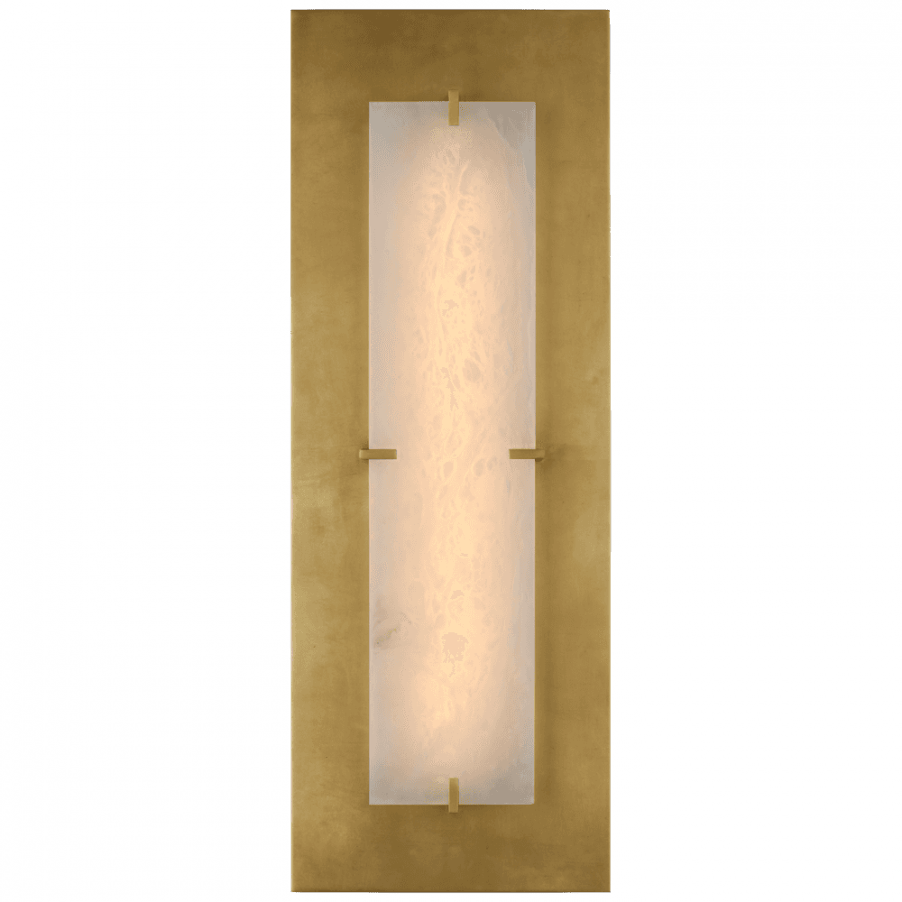 Visual Comfort Signature Dominica Large Rectangle Sconce Gild and Alabaster