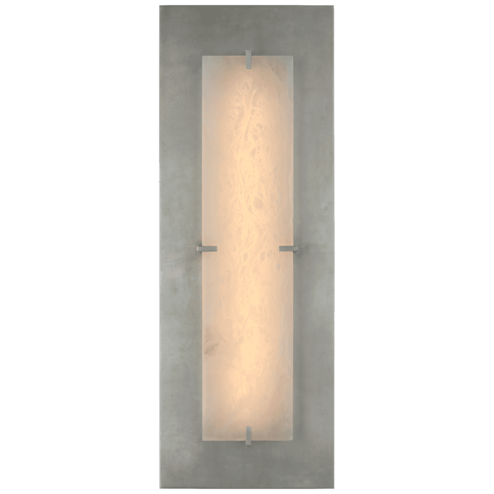 Visual Comfort Signature Dominica Large Rectangle Wall Sconce Burnished Silver Leaf and Alabaster