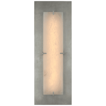Visual Comfort Signature Dominica Large Rectangle Wall Sconce Burnished Silver Leaf and Alabaster