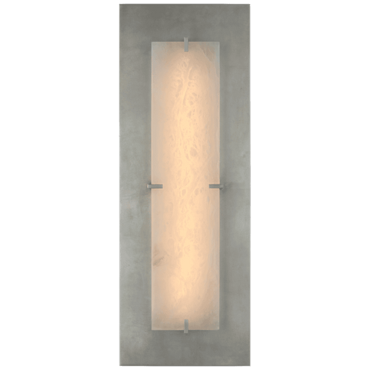 Visual Comfort Signature Dominica Large Rectangle Wall Sconce Burnished Silver Leaf and Alabaster