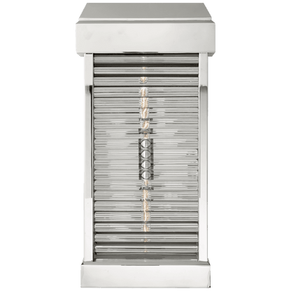 Visual Comfort Signature Dunmore Curved Glass Louver Outdoor Wall Sconce Polished Nickel