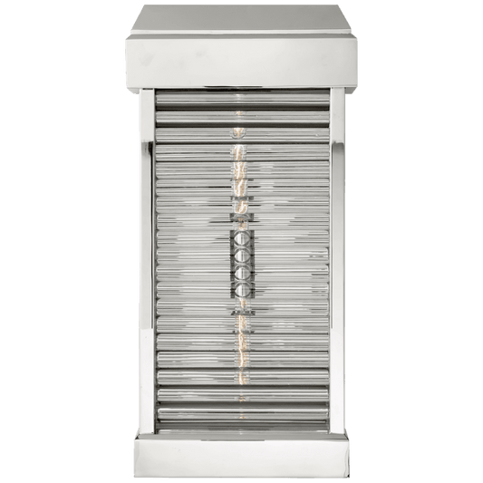 Visual Comfort Signature Dunmore Curved Glass Louver Outdoor Wall Sconce Polished Nickel