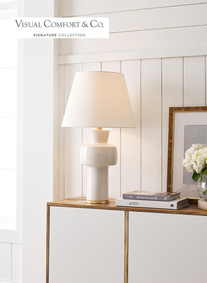 Visual Comfort & Co. Signature Collection Eerdmans Table Lamp, 1-Light, Ivory, Linen Shade, 29"H (CS 3656IVO-L CTYJ5)