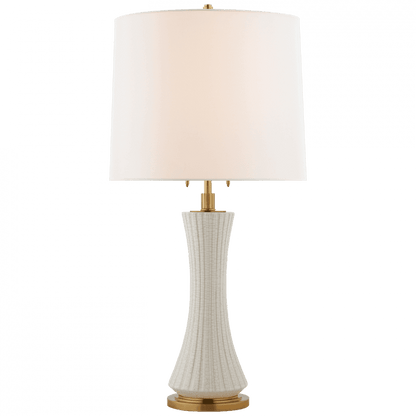 Visual Comfort & Co. Signature Collection Elena Table Lamp, 2-Light, White Crackle, Linen Shade, 33.5"H (TOB 3655WTC-L CLX55)