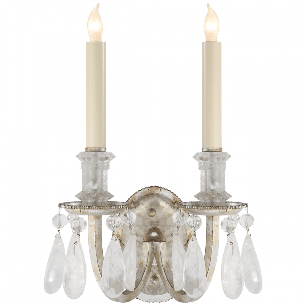 Visual Comfort Signature Elizabeth Double Wall Sconce Burnished Silver Leaf