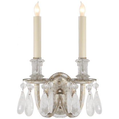 Visual Comfort Signature Elizabeth Double Wall Sconce Burnished Silver Leaf
