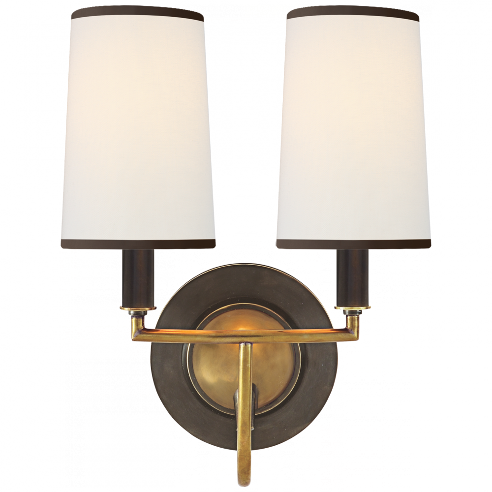 Visual Comfort Signature Elkins Double Sconce Bronze with Antique Brass