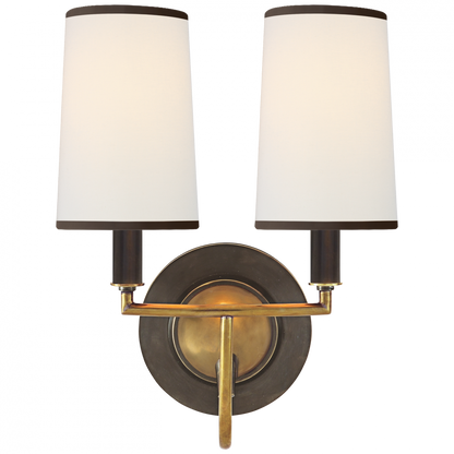 Visual Comfort Signature Elkins Double Sconce Bronze with Antique Brass