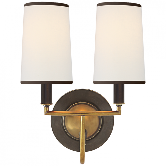 Visual Comfort Signature Elkins Double Sconce Bronze with Antique Brass