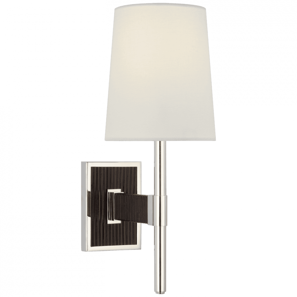 Visual Comfort & Co. Signature Collection Elle Small Single Sconce - Polished Nickel and Black Rattan