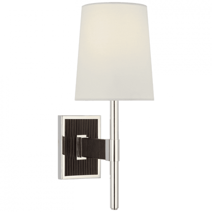 Visual Comfort & Co. Signature Collection Elle Small Single Sconce - Polished Nickel and Black Rattan