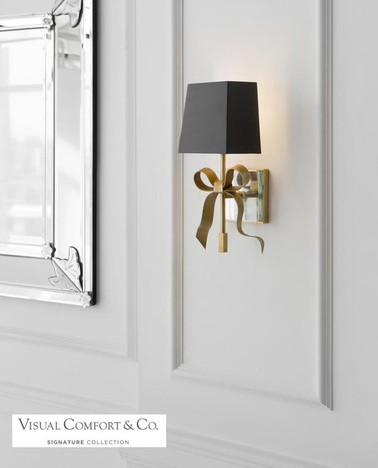 Visual Comfort Signature Ellery Gros-Grain Bow Wall Sconce Polished Nickel