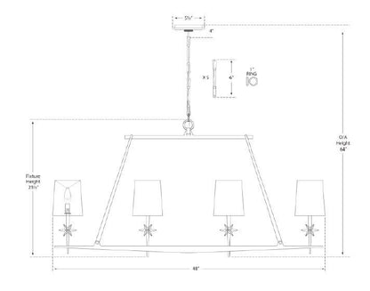 Visual Comfort Signature Etoile Linear Chandelier Gilded Iron