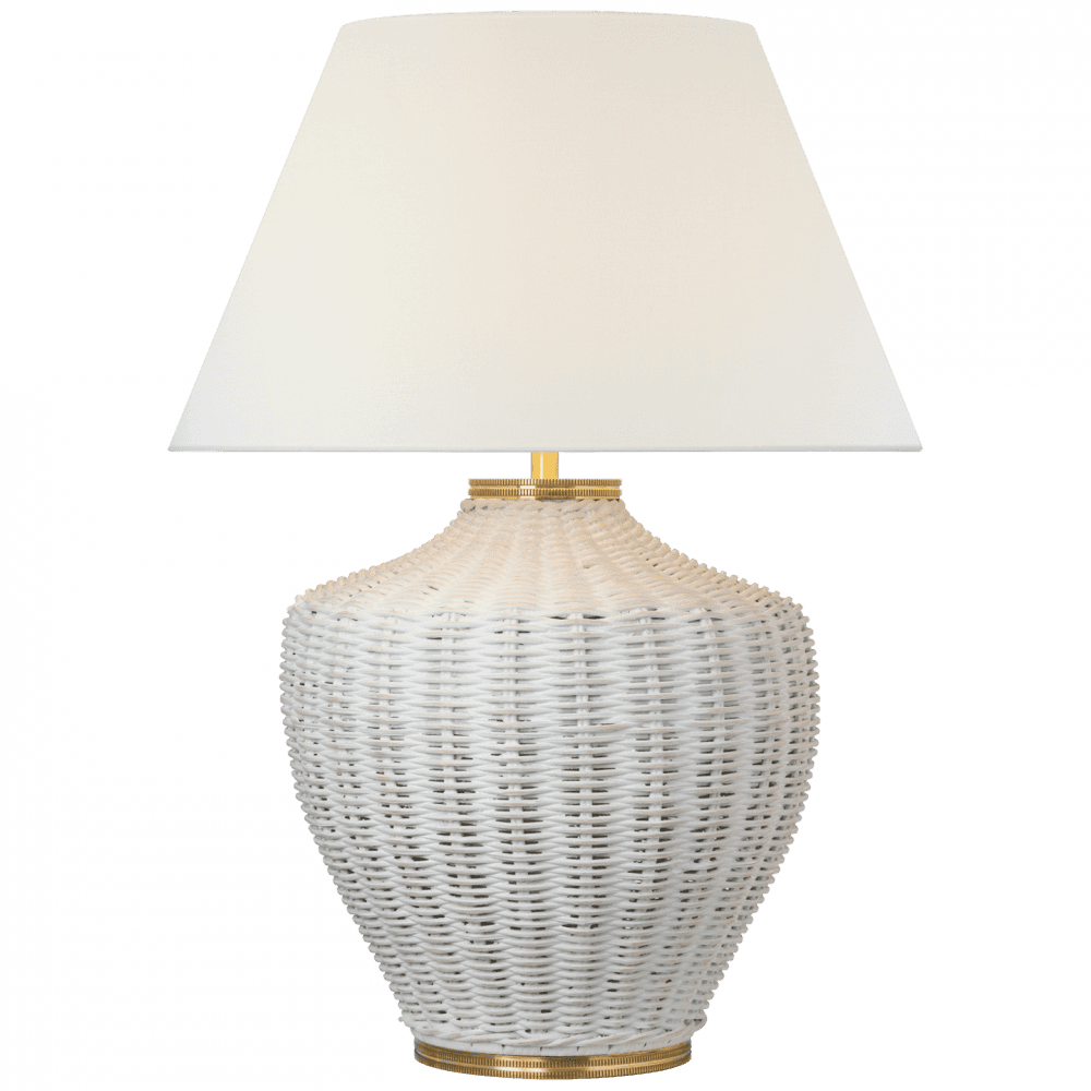 Visual Comfort Signature Evie Large Table Lamp White Wicker
