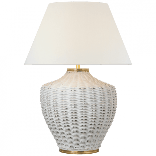 Visual Comfort Signature Evie Large Table Lamp White Wicker