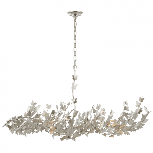 Visual Comfort Signature Farfalle Large Linear Chandelier Burnished Silver Leaf