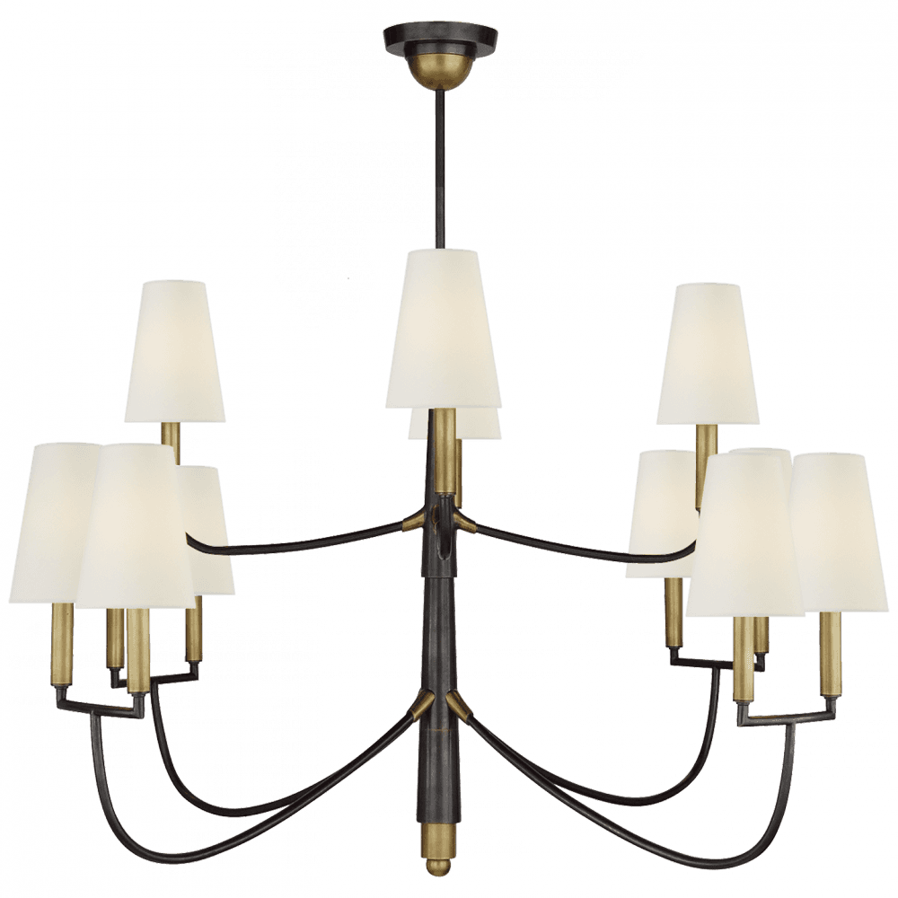 Visual Comfort Signature Farlane Large Chandelier Bronze with Antique Brass