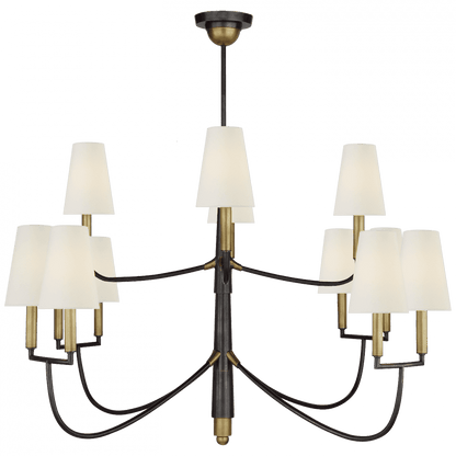 Visual Comfort Signature Farlane Large Chandelier Bronze with Antique Brass