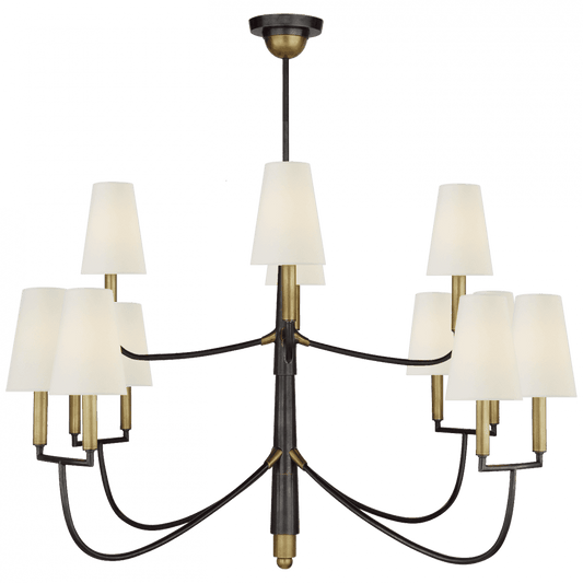 Visual Comfort Signature Farlane Large Chandelier Bronze with Antique Brass