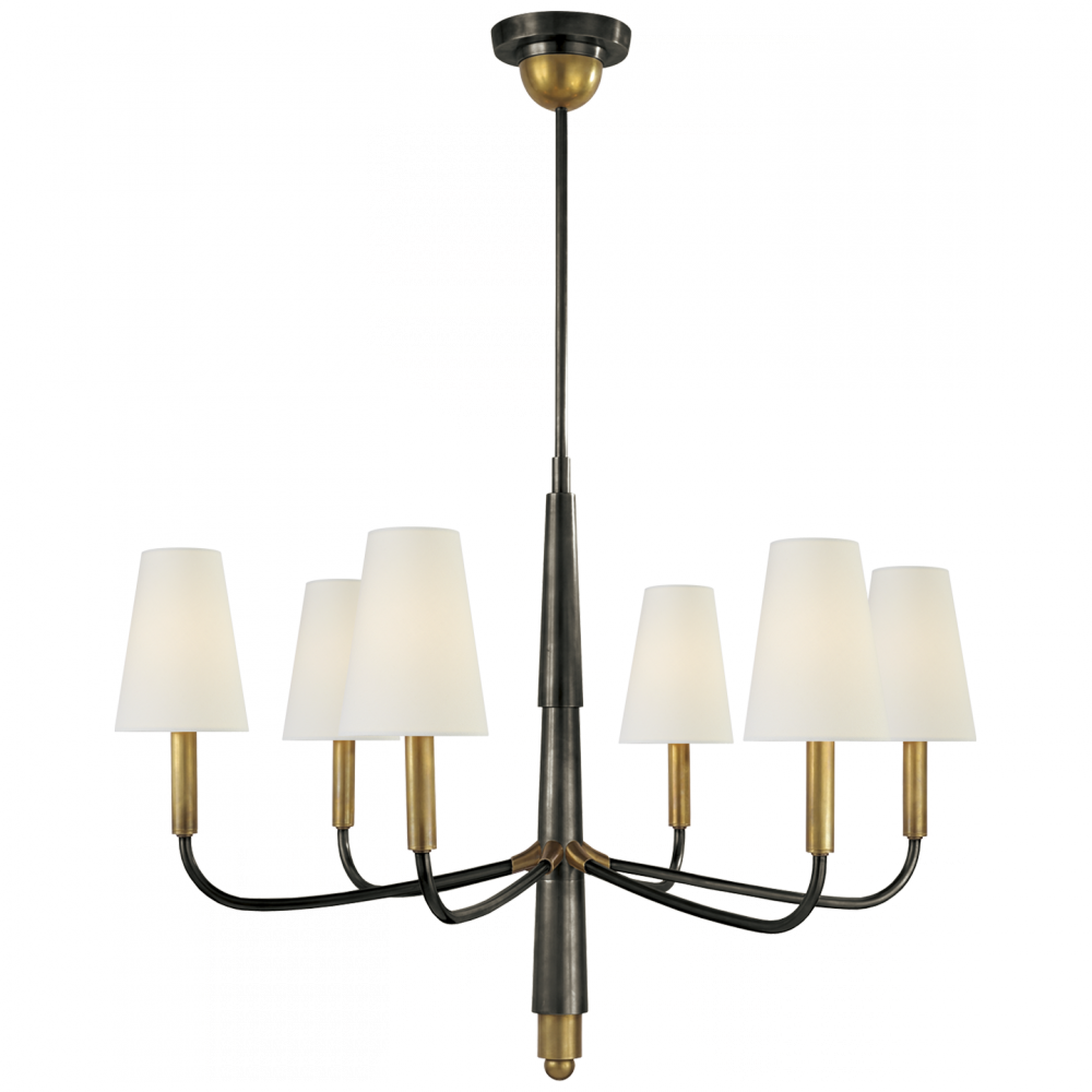Visual Comfort Signature Farlane Small Chandelier Bronze with Antique Brass