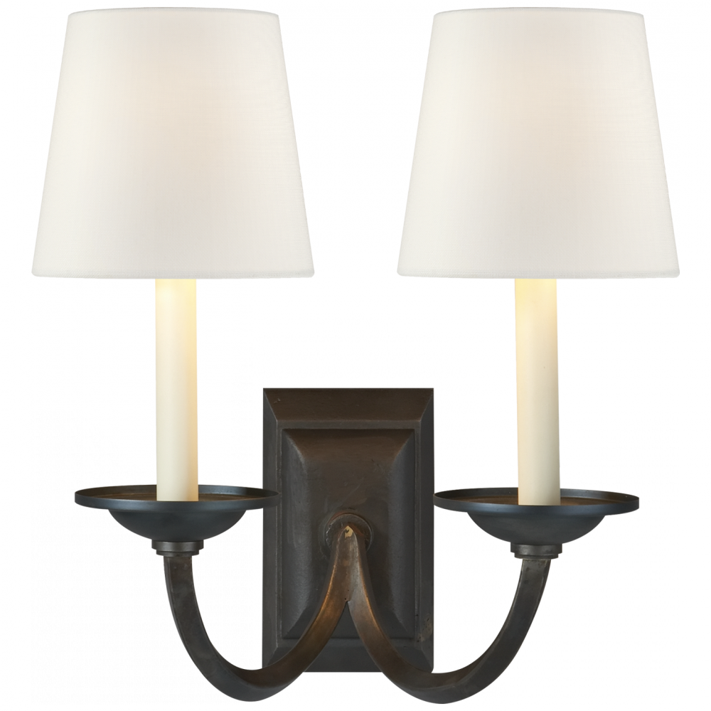 Visual Comfort Signature Flemish Double Sconce Aged Iron