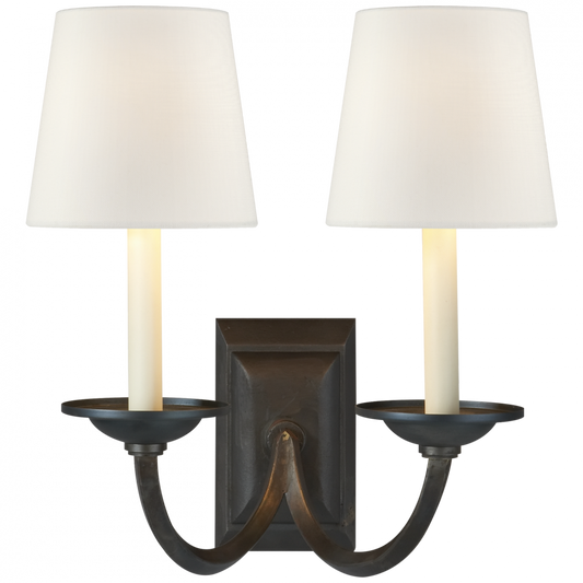 Visual Comfort Signature Flemish Double Sconce Aged Iron
