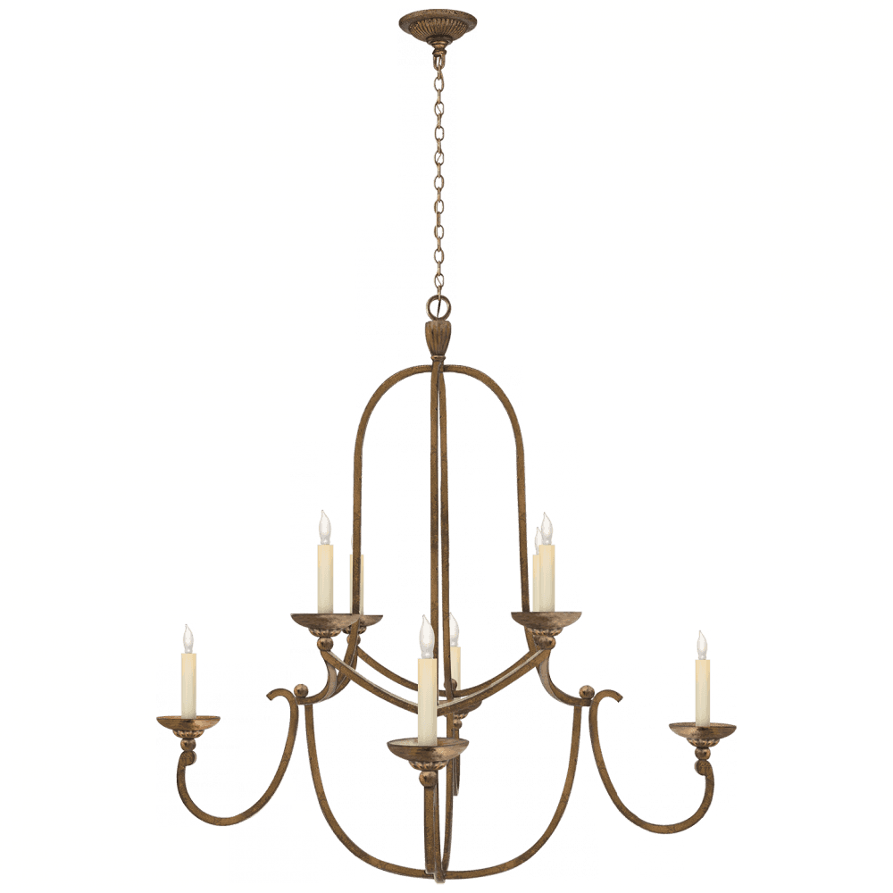 Visual Comfort Signature Flemish Medium Round Chandelier Gilded Iron