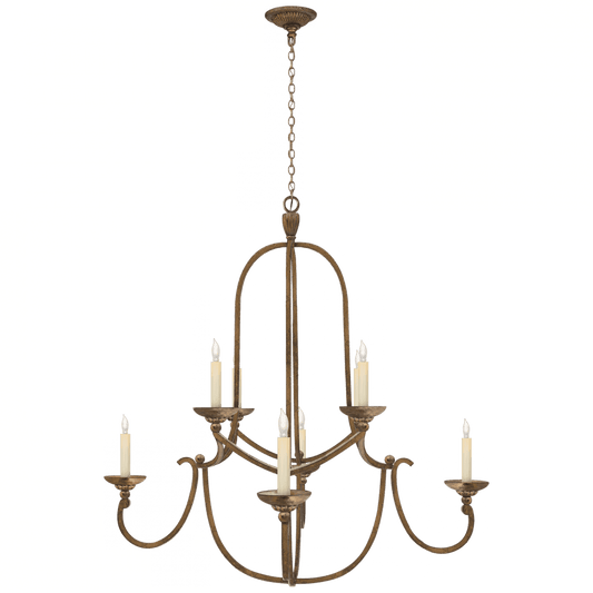 Visual Comfort Signature Flemish Medium Round Chandelier Gilded Iron