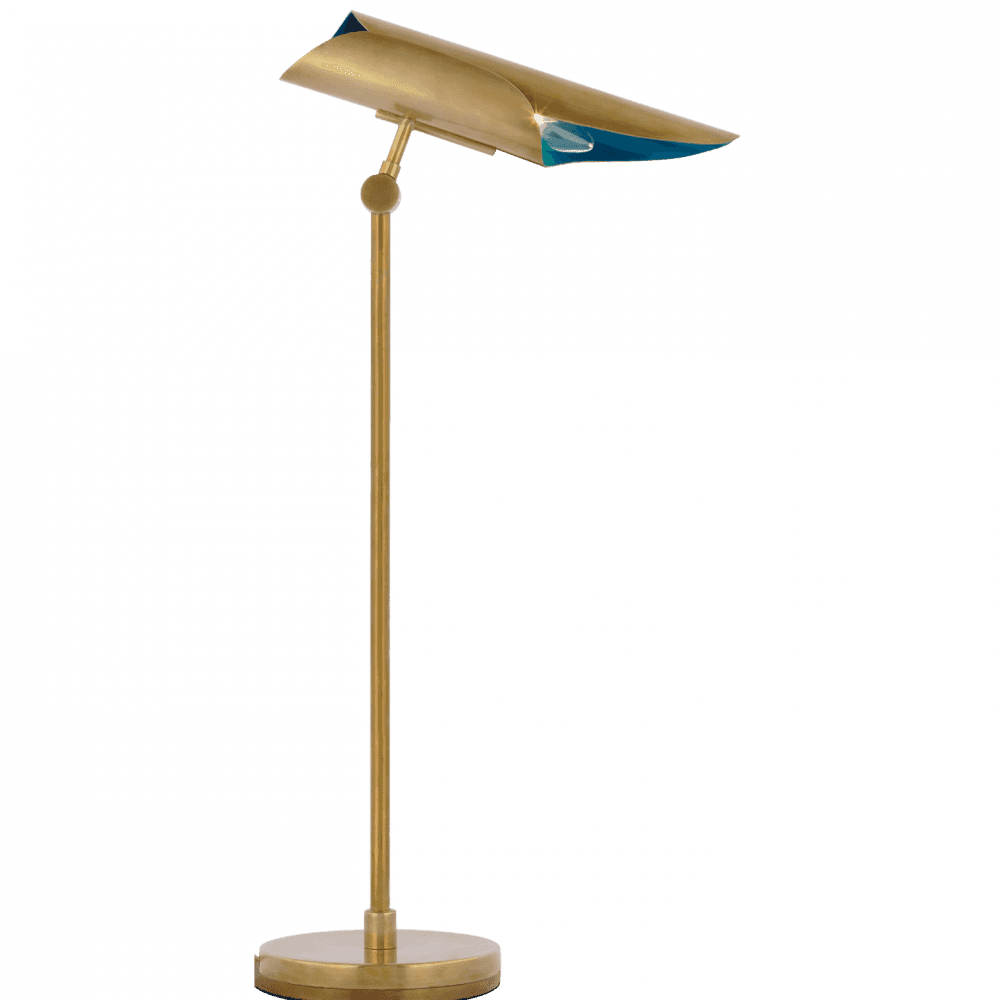 Visual Comfort Signature Flore Desk Lamp Soft Brass and Riviera Blue