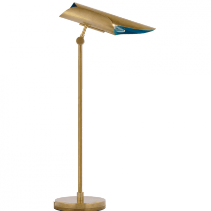 Visual Comfort Signature Flore Desk Lamp Soft Brass and Riviera Blue