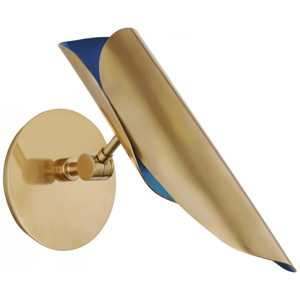 Visual Comfort & Co. Signature Collection Flore Single Wall Light - Soft Brass and Riviera Blue
