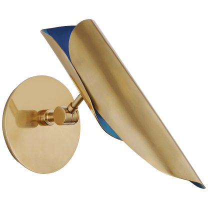 Visual Comfort & Co. Signature Collection Flore Single Wall Light - Soft Brass and Riviera Blue