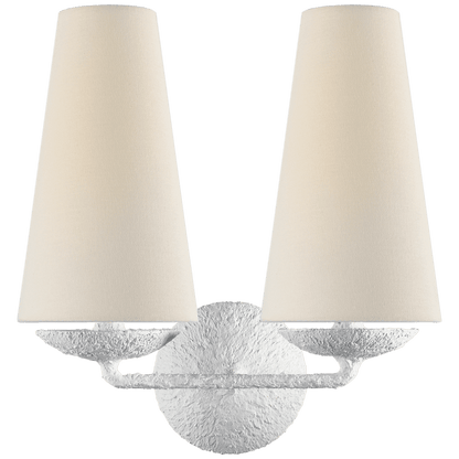Visual Comfort & Co. Signature Collection Fontaine Double Wall Sconce, 2-Light, Plaster, Linen Shade, 14.25"H (ARN 2202PL-L 2V1W0)