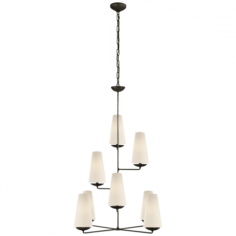 Visual Comfort Signature Fontaine Vertical Chandelier Aged Iron