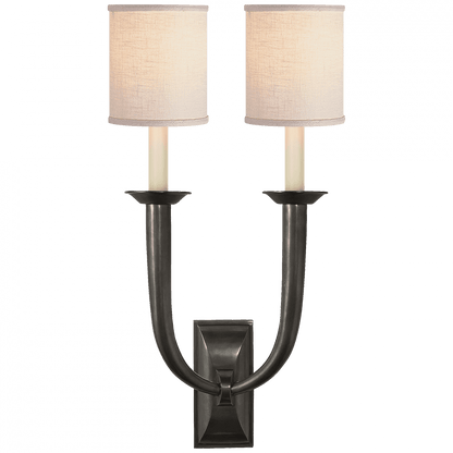 Visual Comfort Signature French Deco Horn Double Wall Sconce Hand-Rubbed Antique Brass
