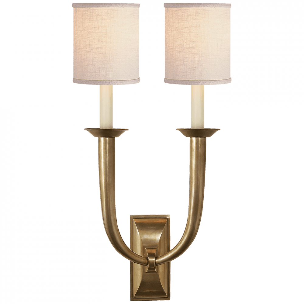 Visual Comfort Signature French Deco Horn Double Wall Sconce Polished Nickel