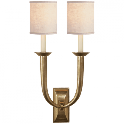 Visual Comfort Signature French Deco Horn Double Wall Sconce Polished Nickel