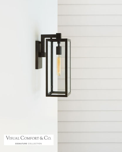 Visual Comfort & Co. Signature Collection Fresno Framed Outdoor Wall Sconce, 1-Light, Aged Iron, Clear Glass, 17.75"H (CHD 2933AI-CG 2MYJ6)