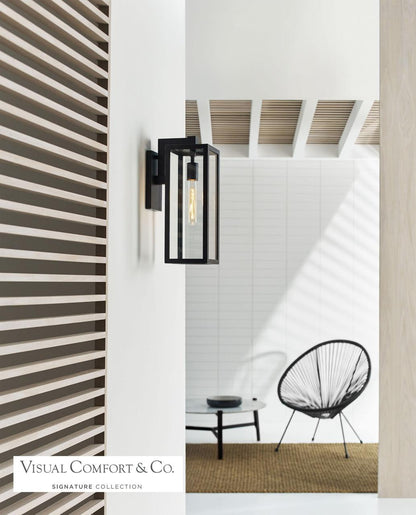 Visual Comfort & Co. Signature Collection Fresno Framed Outdoor Wall Sconce, 1-Light, Aged Iron, Clear Glass, 17.75"H (CHD 2933AI-CG 2MYJ6)