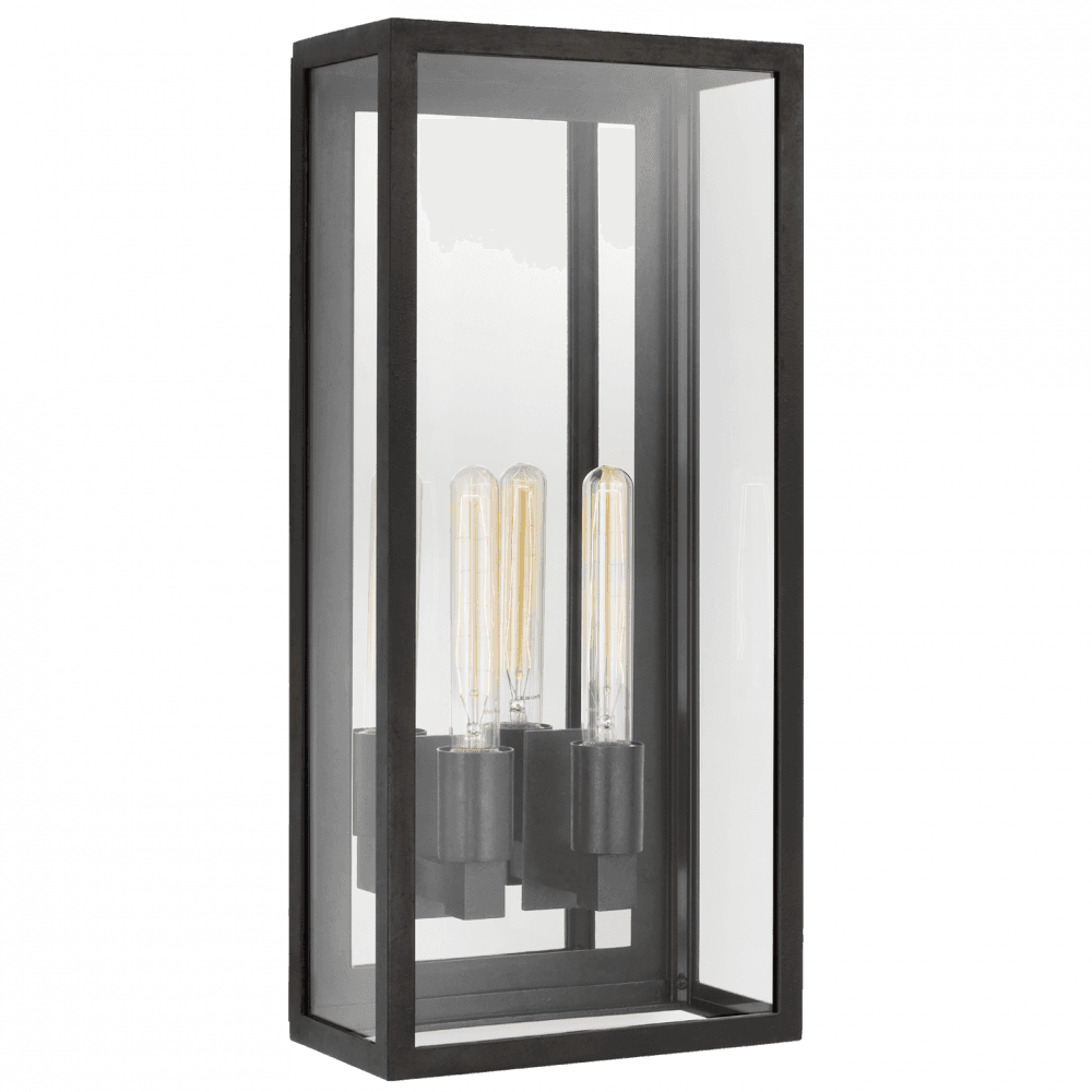 Visual Comfort Signature Fresno Large 3/4 Wall Lantern Aged Iron