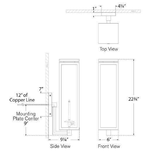 Visual Comfort Signature Fresno Large Bracketed Gas Wall Lantern Soft Copper