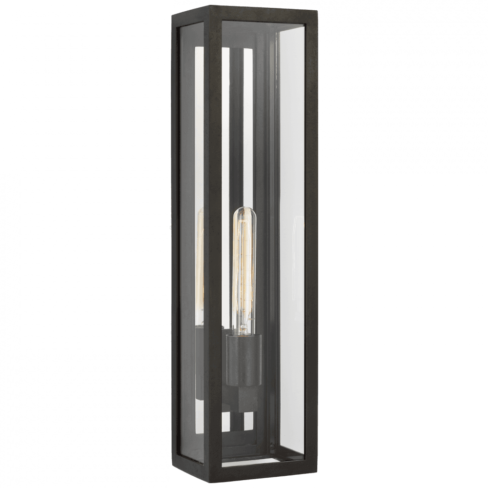 Visual Comfort Signature Fresno Large Tall 3/4 Wall Lantern Aged Iron