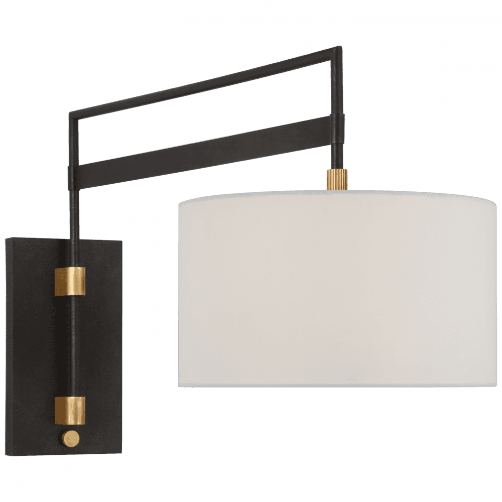 Visual Comfort Signature Gael Large Articulating Wall Light Warm Iron and Antique Brass